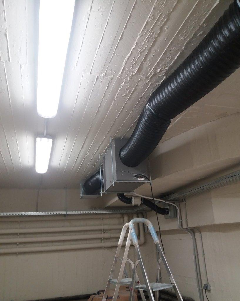 dry room ceiling system in basement